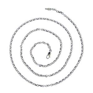 2.2mm Cable Rolo Link Chain Necklace 14k White Gold